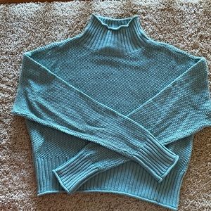 Teal turtleneck cropped sweater!